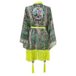 Kimono GREEN SNAKE 3 SKULL back